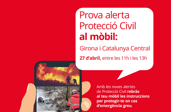 Protecció Civil farà una prova de missatges d'emergència als telèfons mòbils de la Catalunya central aquest proper dijous 27 d'abril