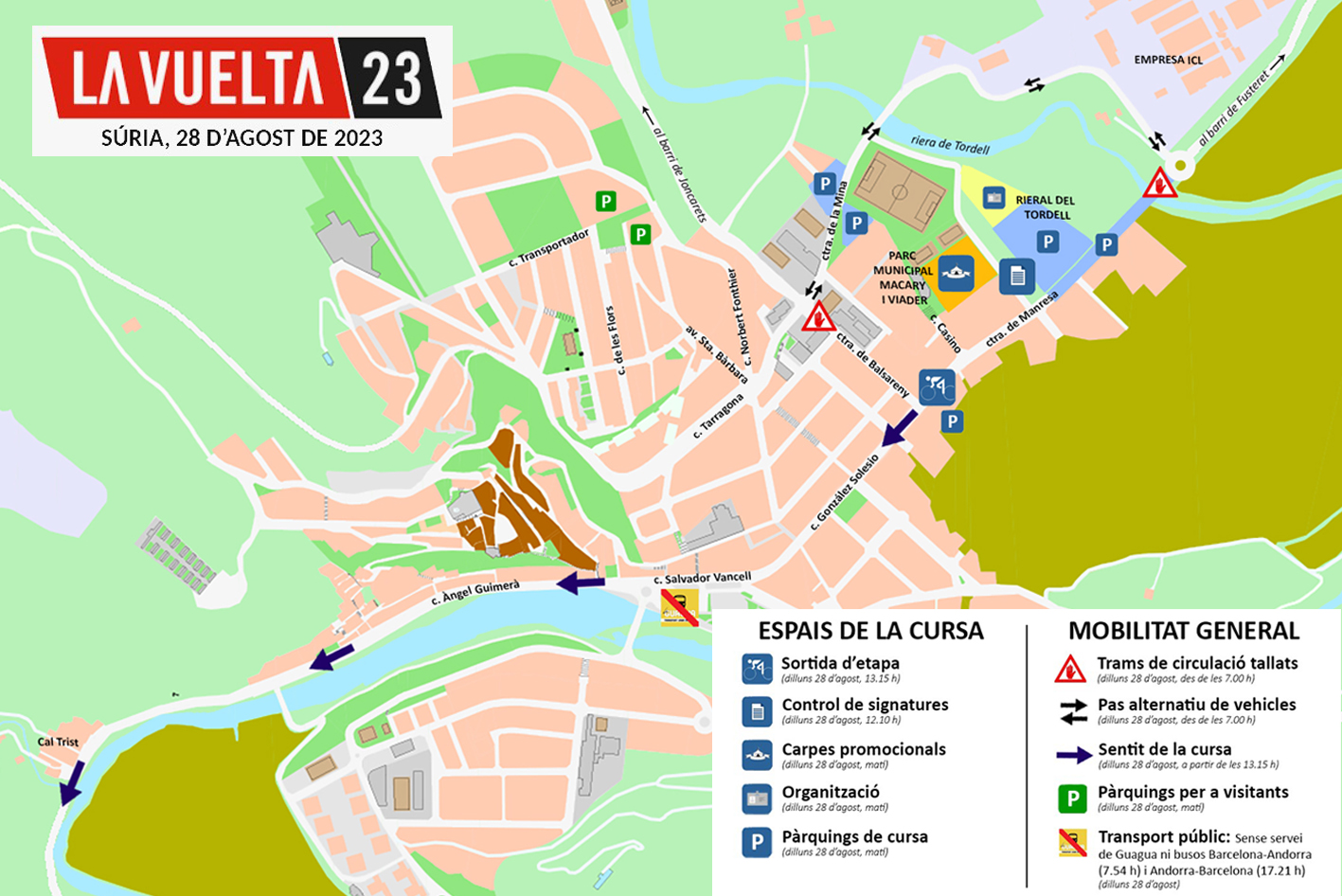 Avís sobre la presència de La Vuelta 2023 a Súria com a punt de sortida de la tercera etapa - Dilluns 28 d'agost