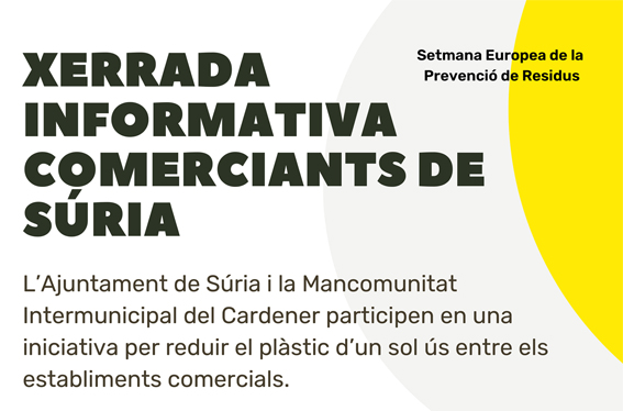 L'Ajuntament de Súria i la Mancomunitat Intermunicipal del Cardener fan una xerrada sobre la reducció del plàstic d'un sol ús al comerç i la restauració 