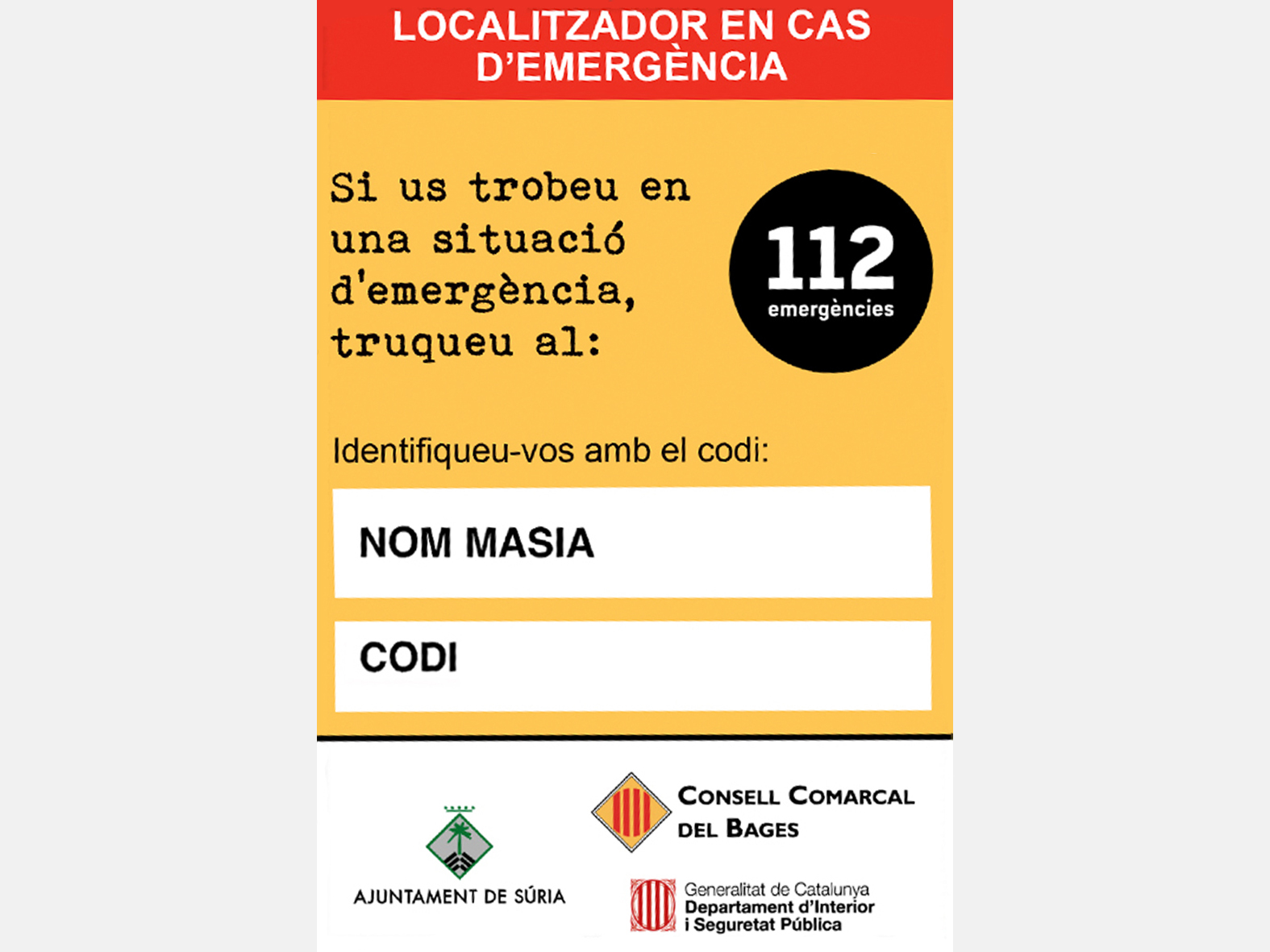 L'Ajuntament distribueix el codi d'identificació per agilitzar l'atenció a cases i edificacions aïllades en casos d'emergència 