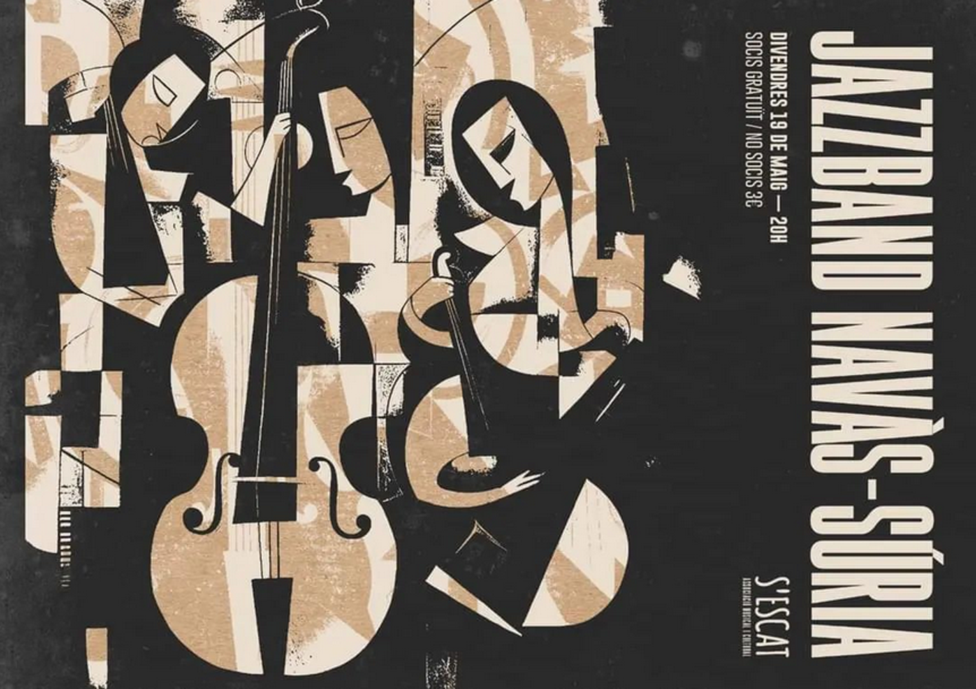 Cartell del concert de la JazzBand Navàs-Súria a Manacor (Mallorca) - Divendres 19 de maig.