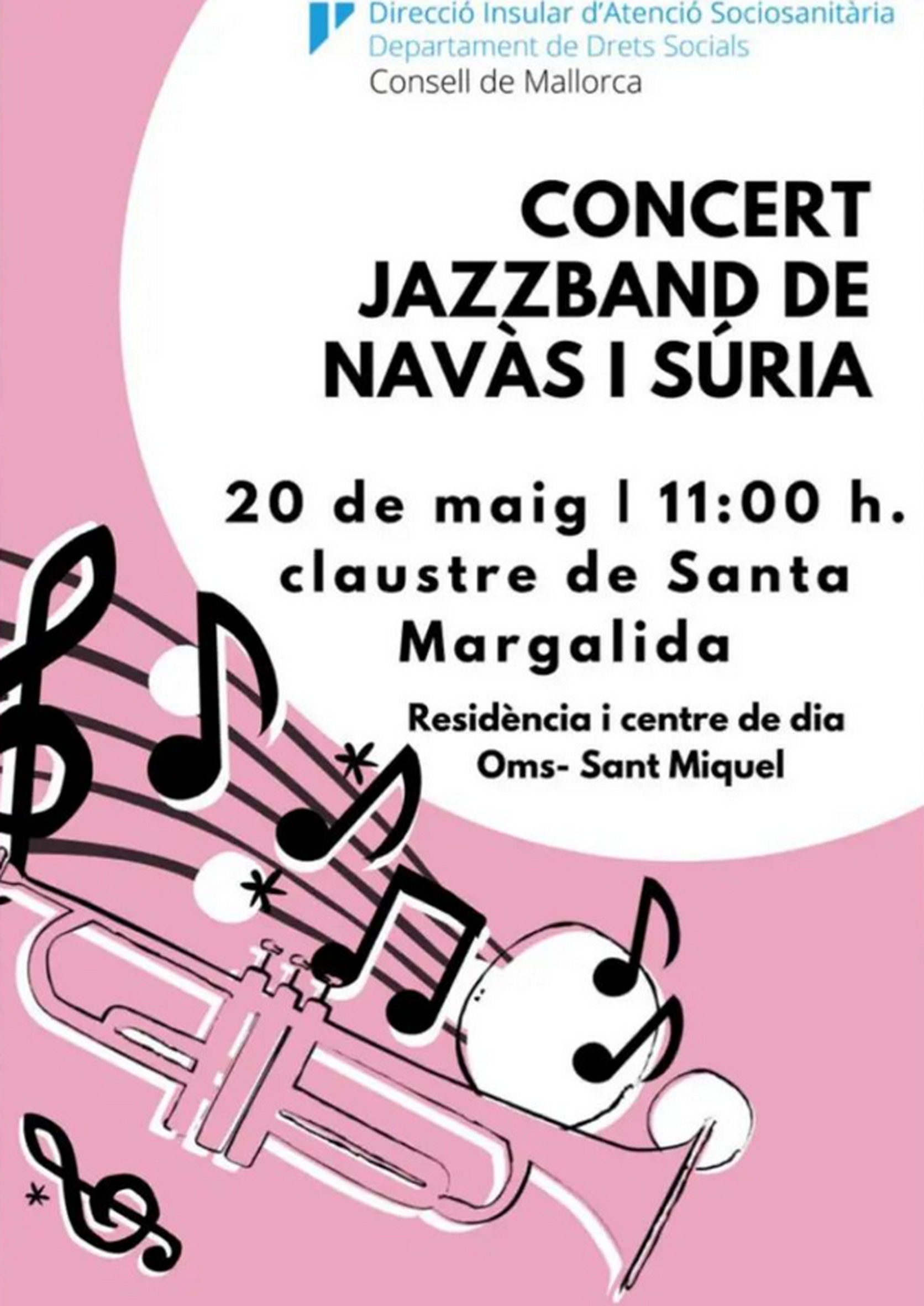 Cartell del concert de la JazzBand Navàs-Súria a Palma de Mallorca - Dissabte 20 de maig.