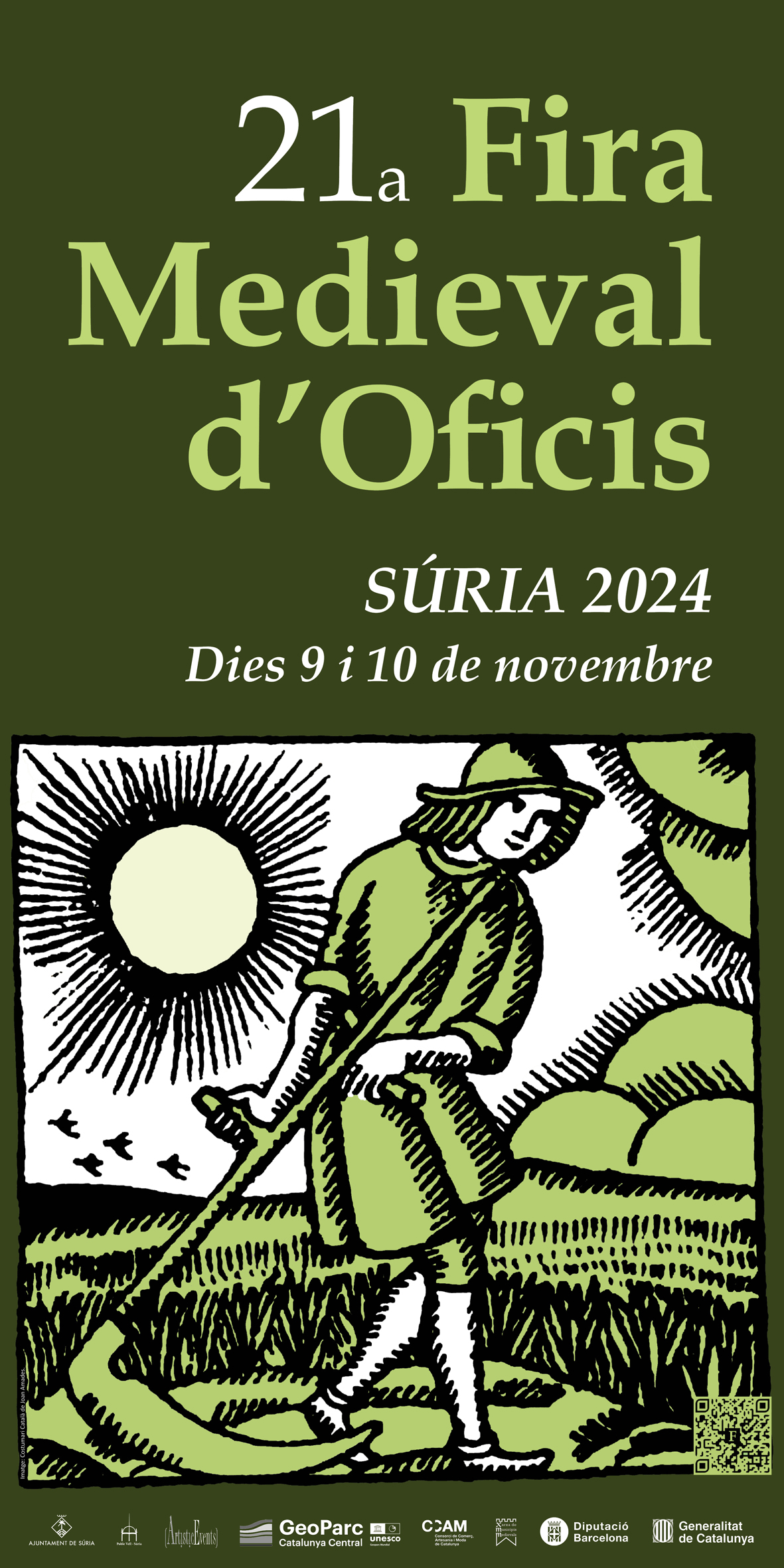 Cartell de la 21a Fira Medieval d'Oficis - Dissabte 9 i diumenge 10 de novembre.