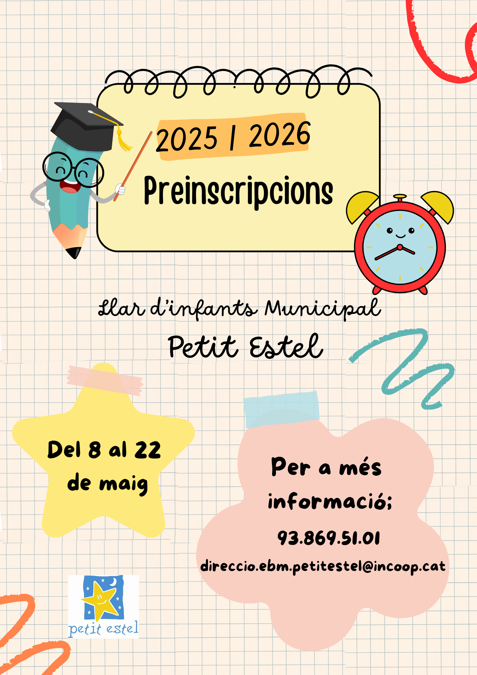 Període de preinscripcions de l'Escola Bressol Municipal Petit Estel per al curs 2025-26