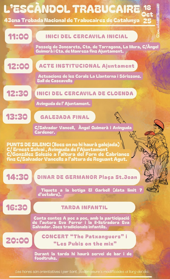 Cartell de la 43a Trobada Nacional de Trabucaires de Catalunya a Súria - Dissabte 18 d'octubre.