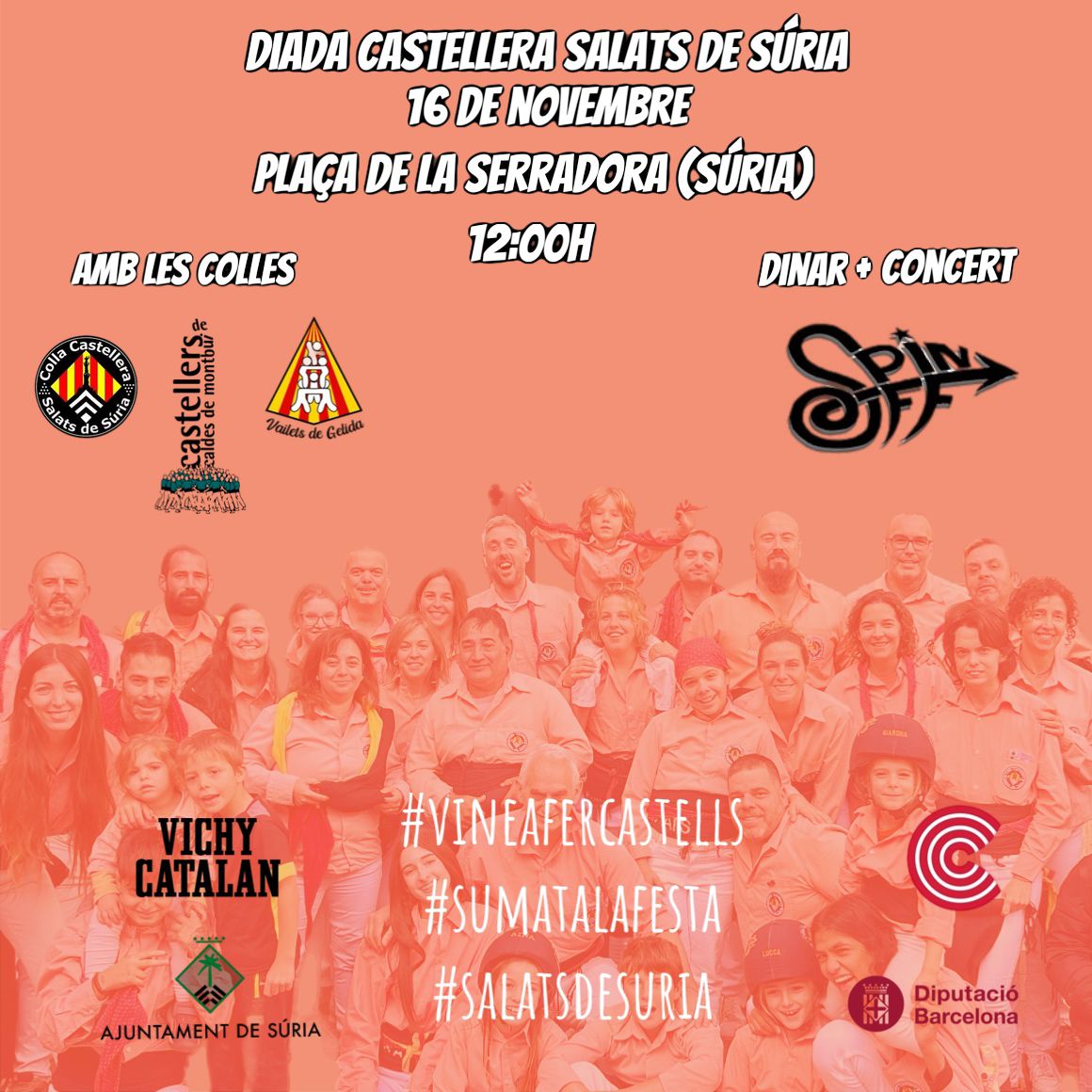Cartell de la Diada Castellera dels Salats de Súria - Diumenge 16 de novembre.