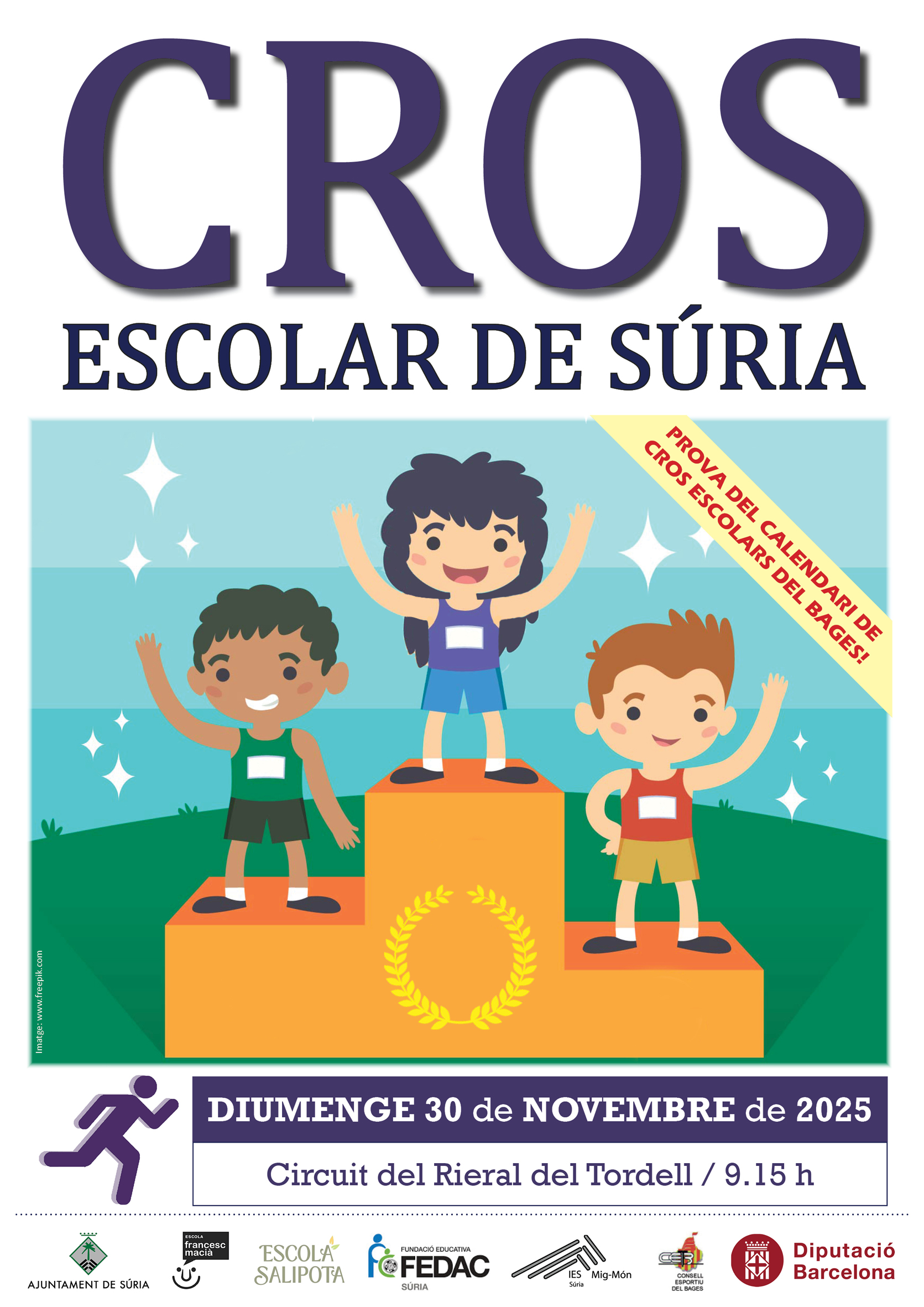 Cartell del Cros Escolar de Súria - Diumenge 30 de novembre.