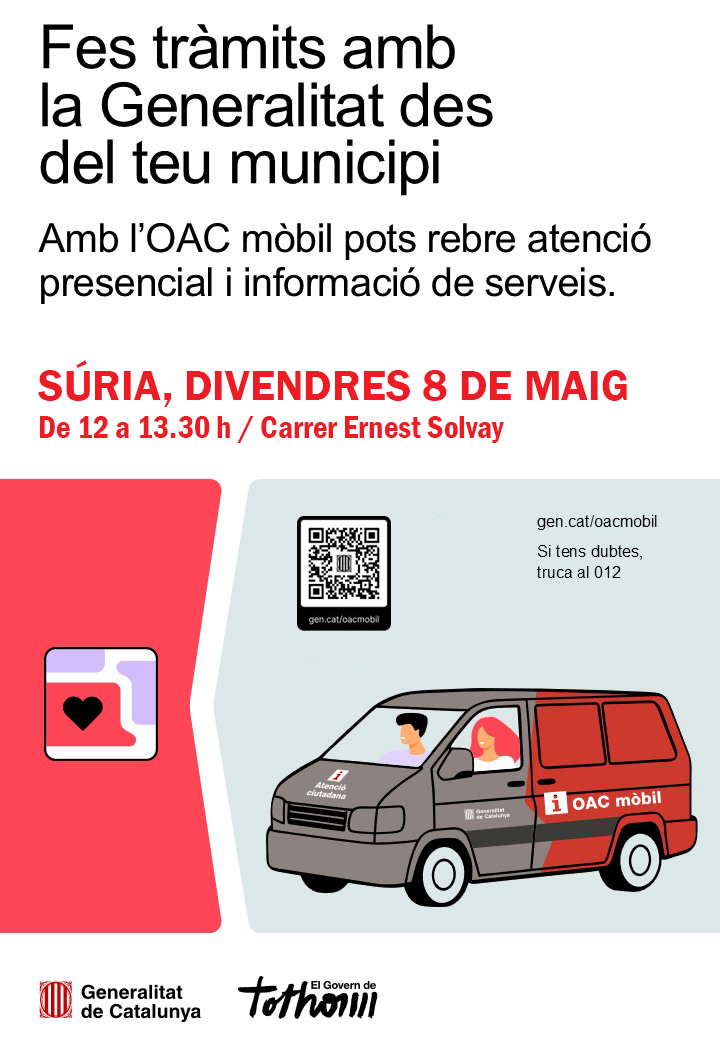 Imatge de difusi&oacute; de la primera visita de l'Oficina d'Atenci&oacute; Ciutadana (OAC) de la Generalitat a S&uacute;ria - Divendres 8 de maig.