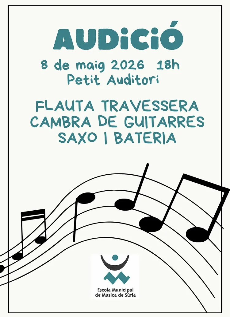 Cartell de l'audici&oacute; de l'Escola Municipal de M&uacute;sica - Divendres 8 de maig.