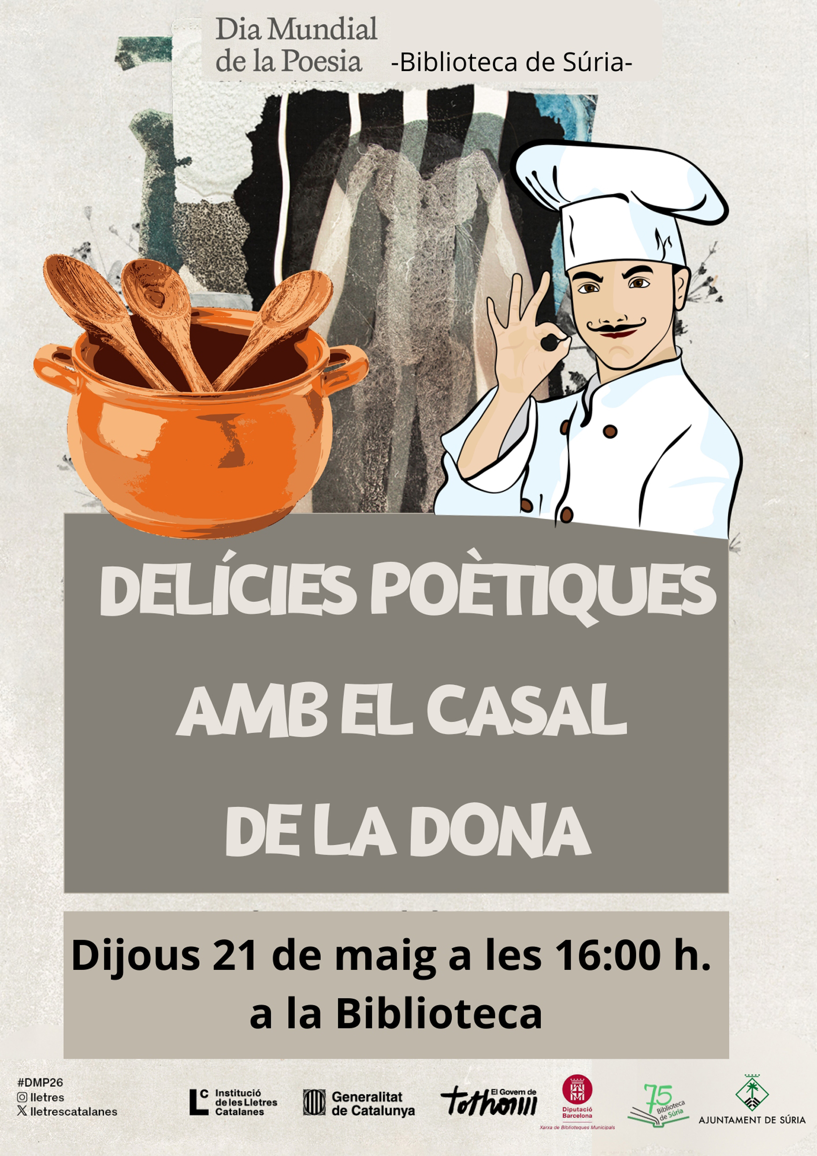 Cartell de l'activitat 'Del&iacute;cies po&egrave;tiques' a la Biblioteca - Dijous 21 de maig.