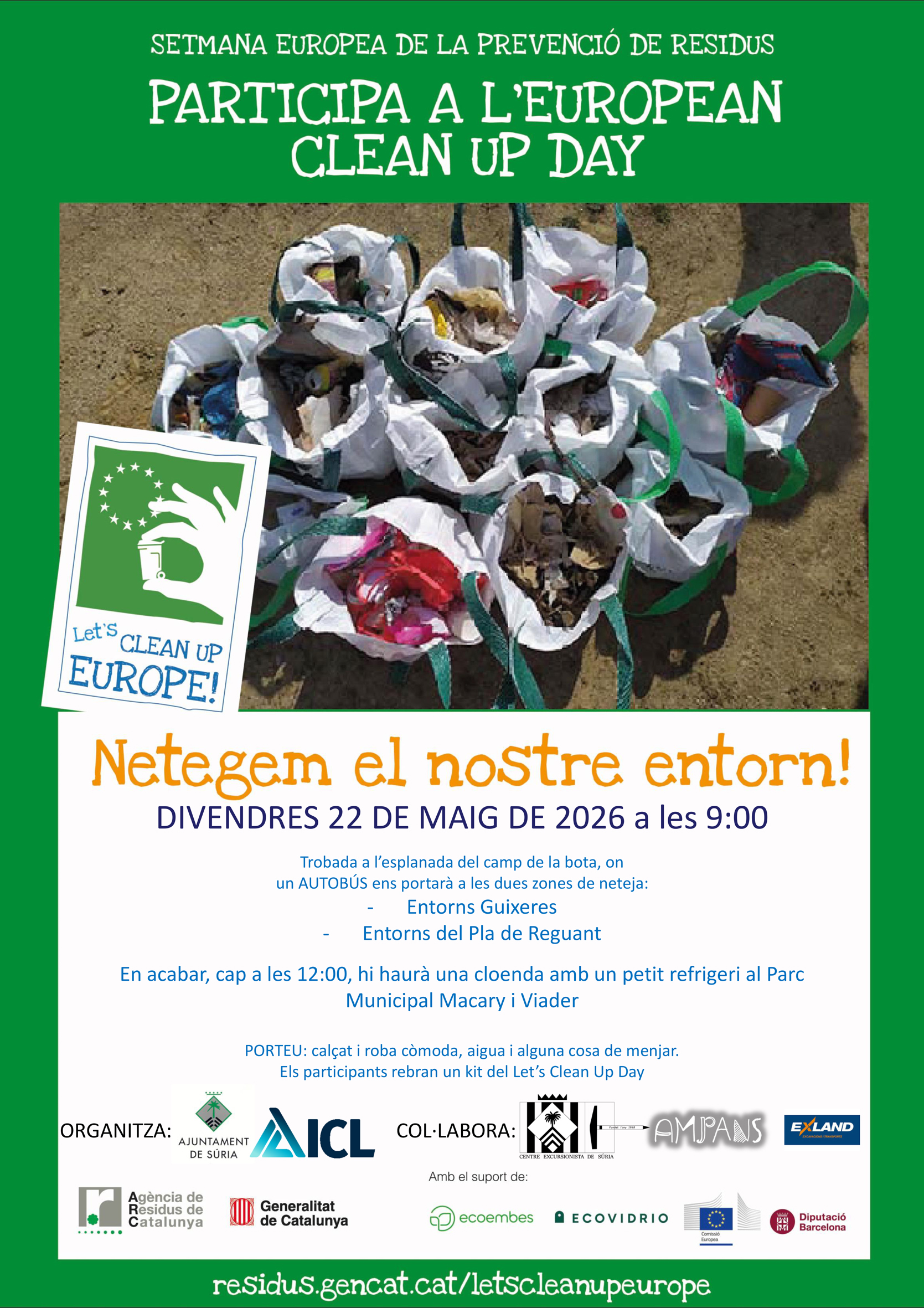 Cartell de la jornada de neteja de l'entorn - Divendres 22 de maig.