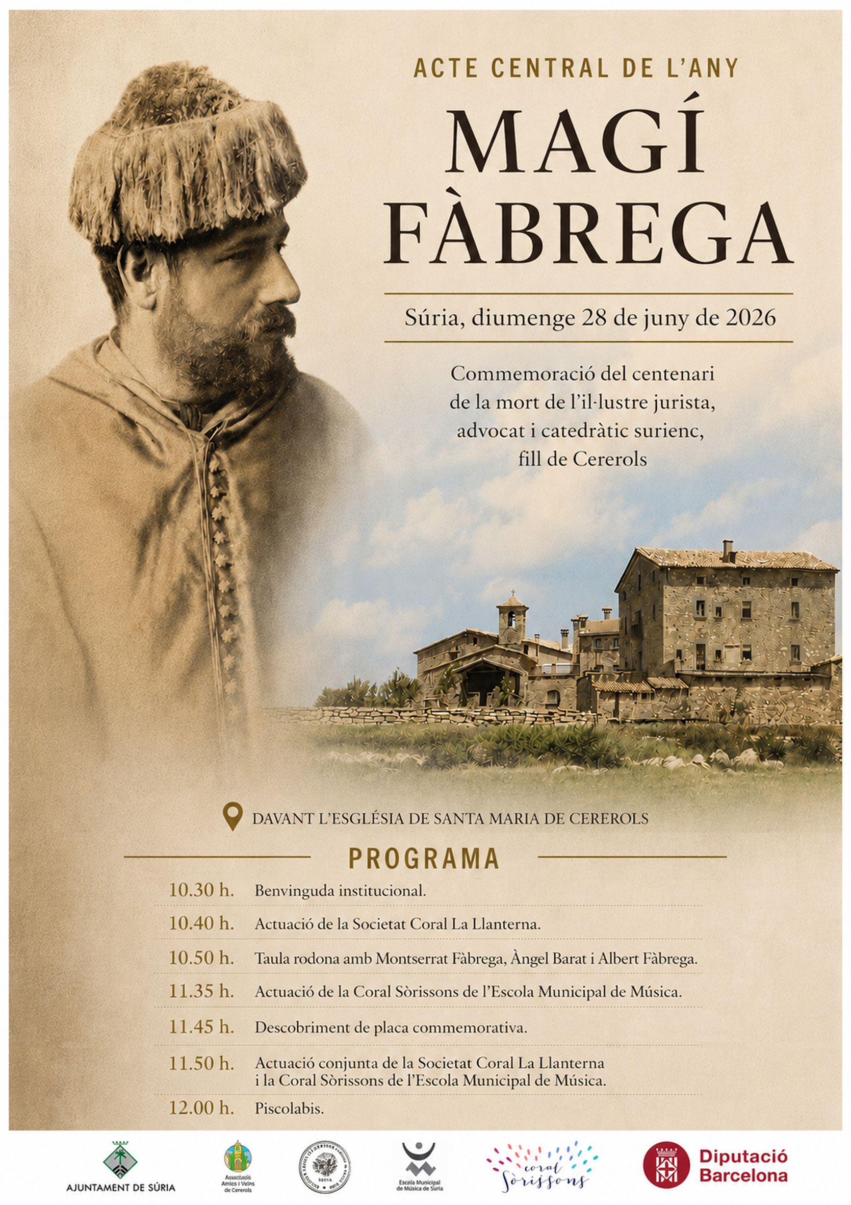 Cererols acollirà l'acte central de l'Any Magí Fàbrega el proper diumenge 28 de juny