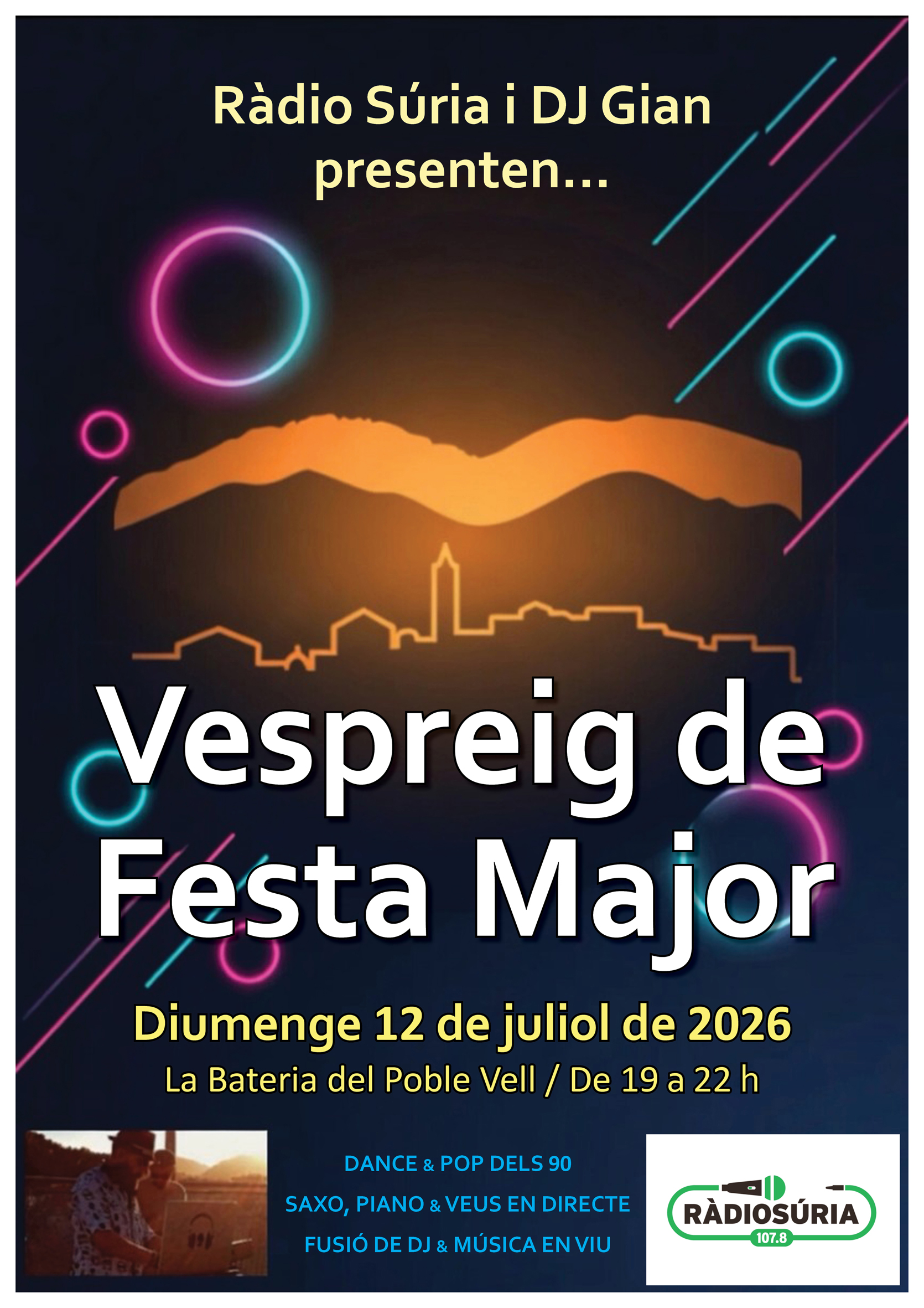 Cartell del Vespreig de la Festa Major - Diumenge 12 de juliol.