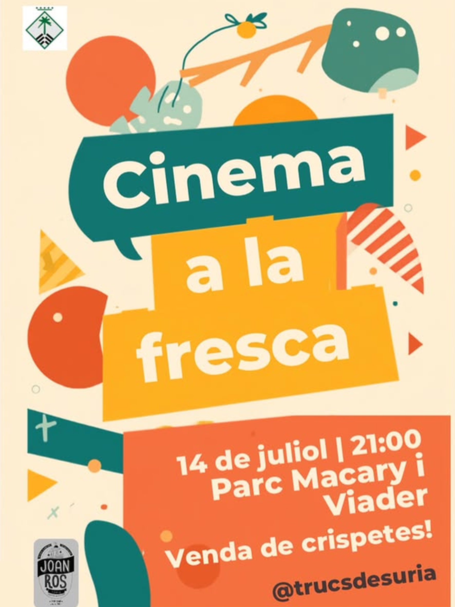 Cartell de la sessi&oacute; de cinema a la fresca dels Trucs de S&uacute;ria - Dimarts 14 de juliol.