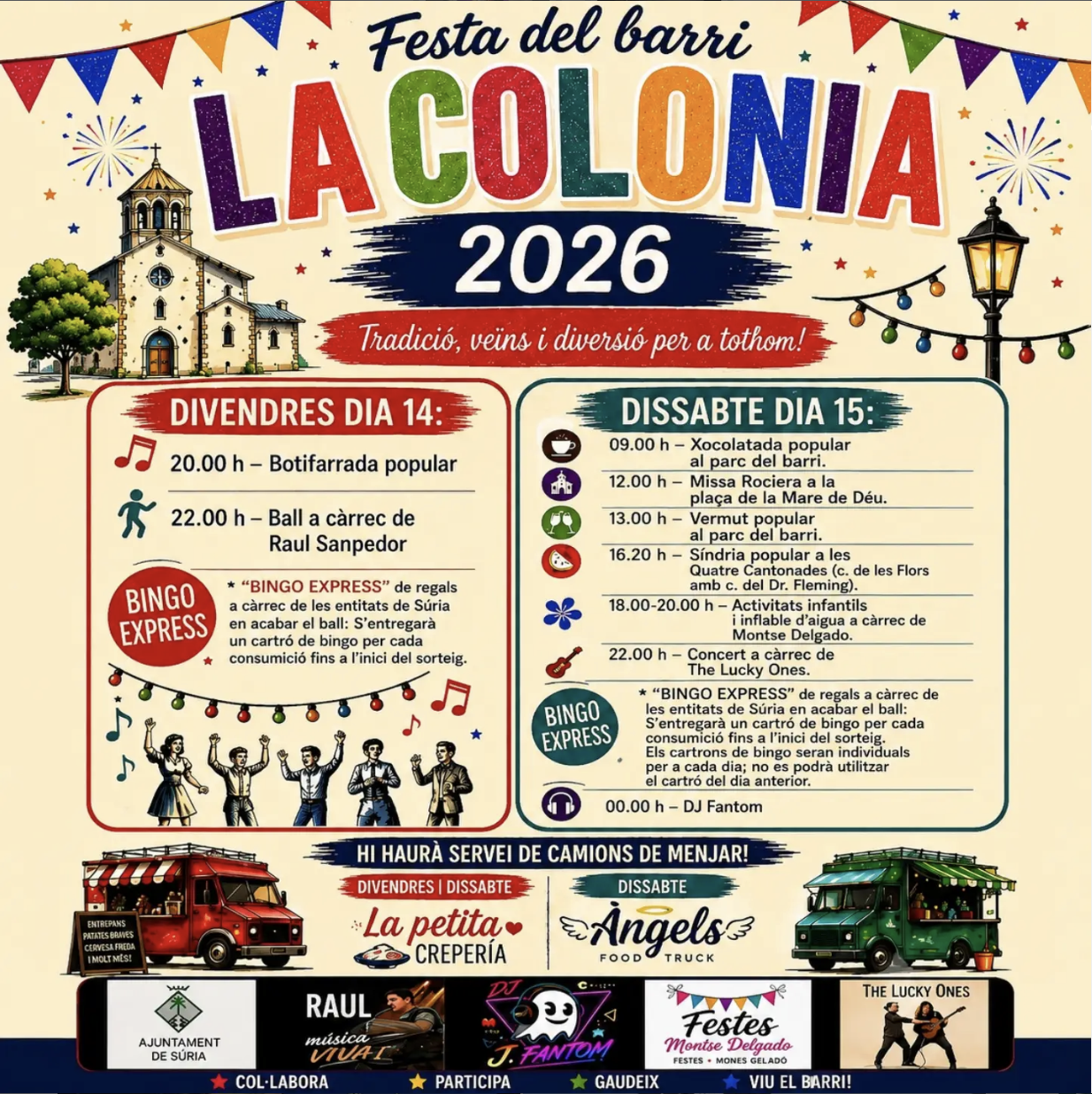 Cartell de la Festa del barri de Santa Maria - Divendres 14 i dissabte 15 d'agost.