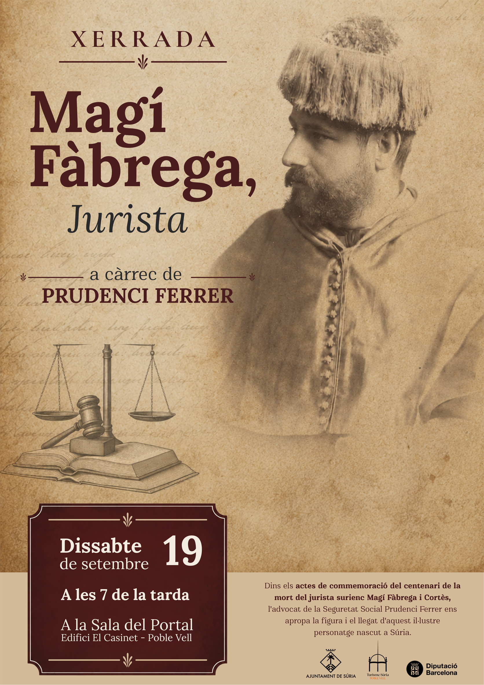 Cartell de la xerrada 'Mag&iacute; F&agrave;brega, jurista' - Dissabte 19 de setembre-