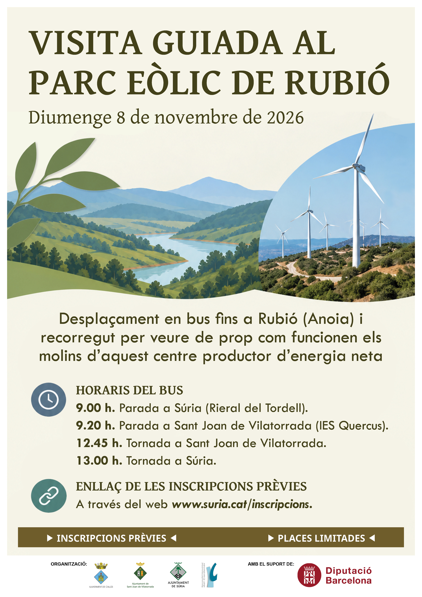 Cicle d'Activitats de Medi Ambient: Visita al parc e&ograve;lic de Rubi&oacute; (Anoia)