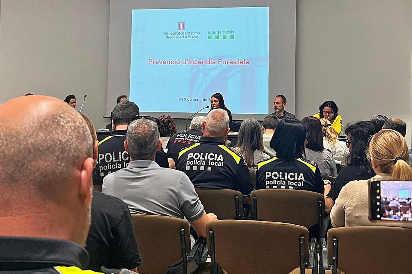 Imatge de la jornada informativa sobre el Pla Especial d'Emergències per incendis forestals a Catalunya (Infocat), celebrada a Manresa.