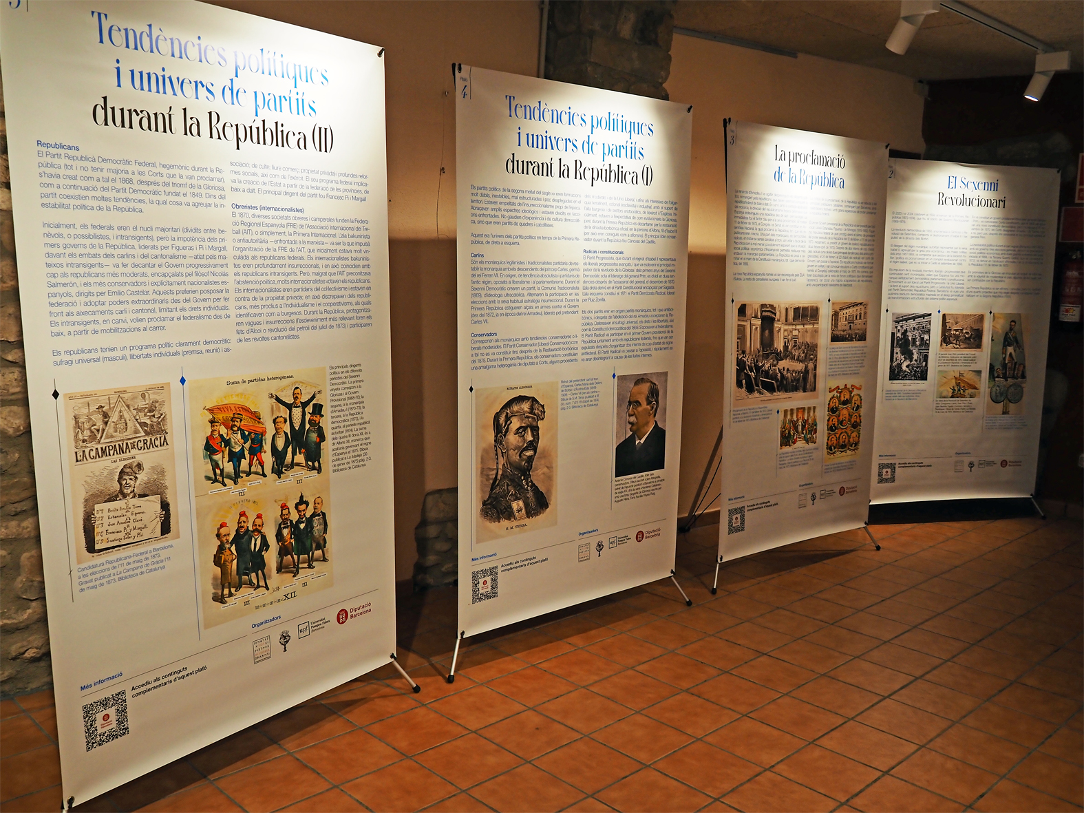 Plafons de lâ€™exposiciÃ³ 'Primera RepÃºblica, 150 anys desprÃ©sâ€™, inaugurada a la sala Cal Balaguer del Porxo dins del programa dâ€™actes de lâ€™Onze de Setembre.