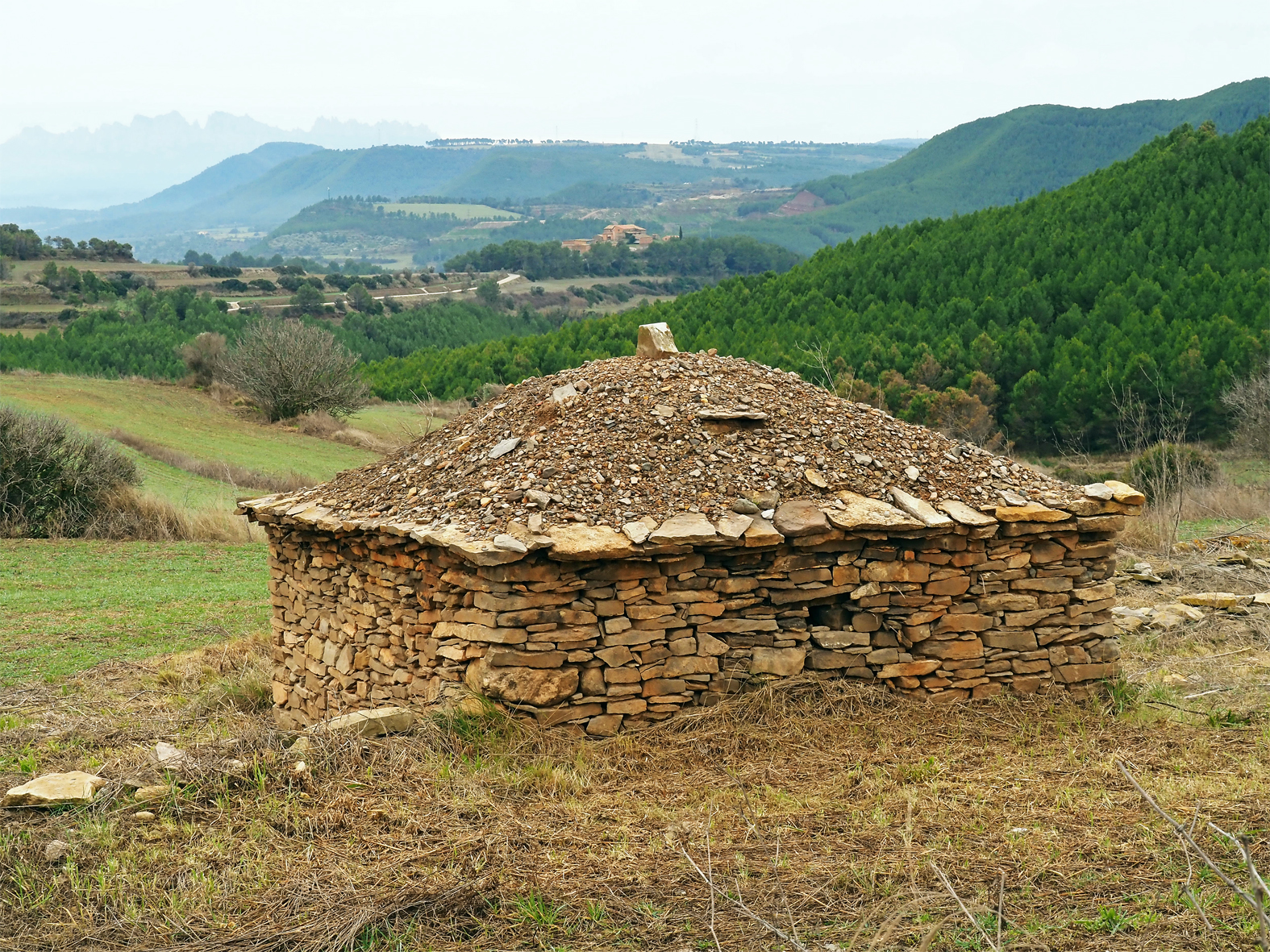 Barraca de pedra seca de la vinya del Cendra, durant la visita patrimonial de la Festa de Sant Sebasti&agrave; a Cererols.