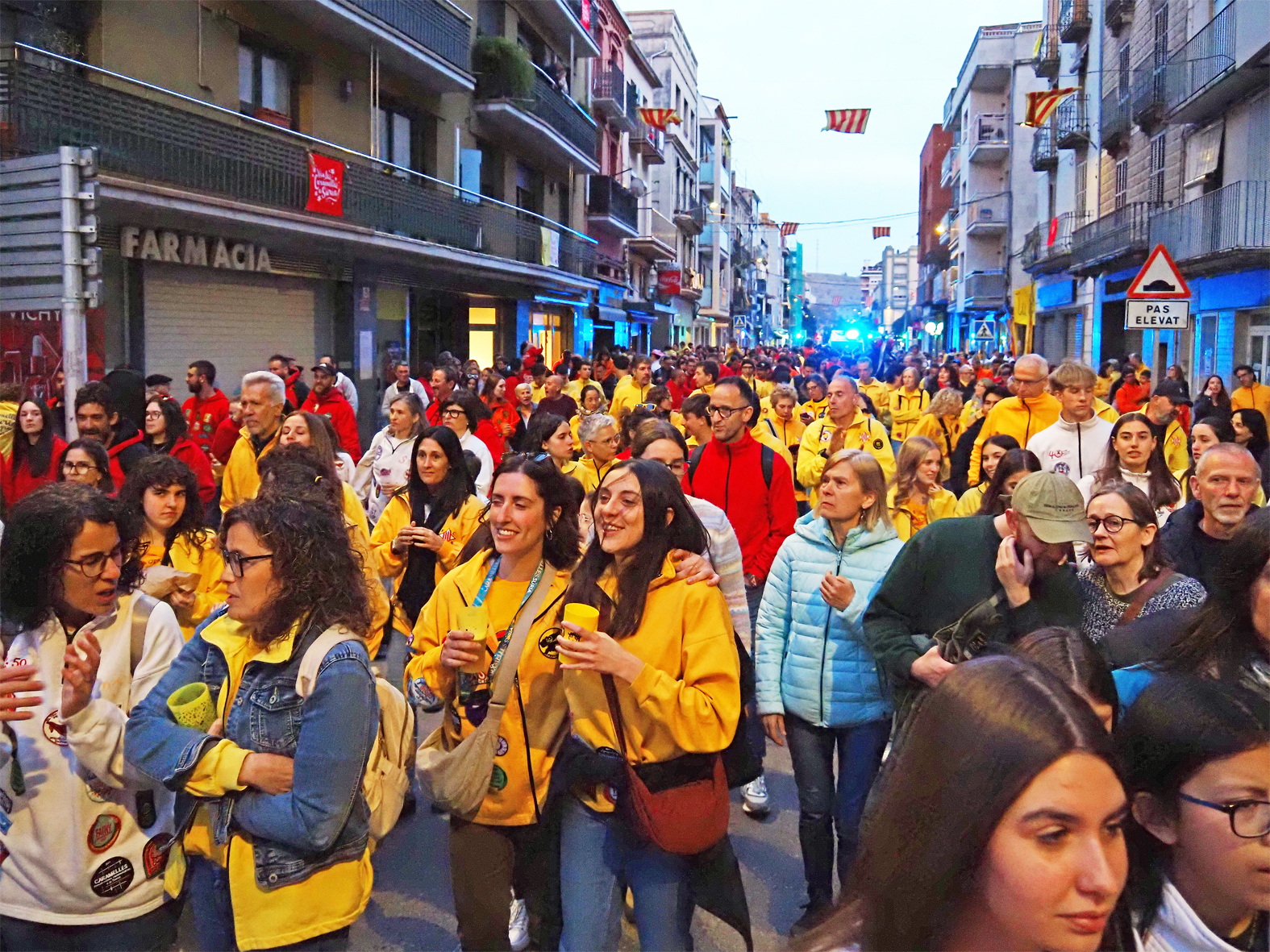Imatge de la Passada Caramellaire al centre de la vila, en els primer dia de les Caramelles de S&uacute;ria.