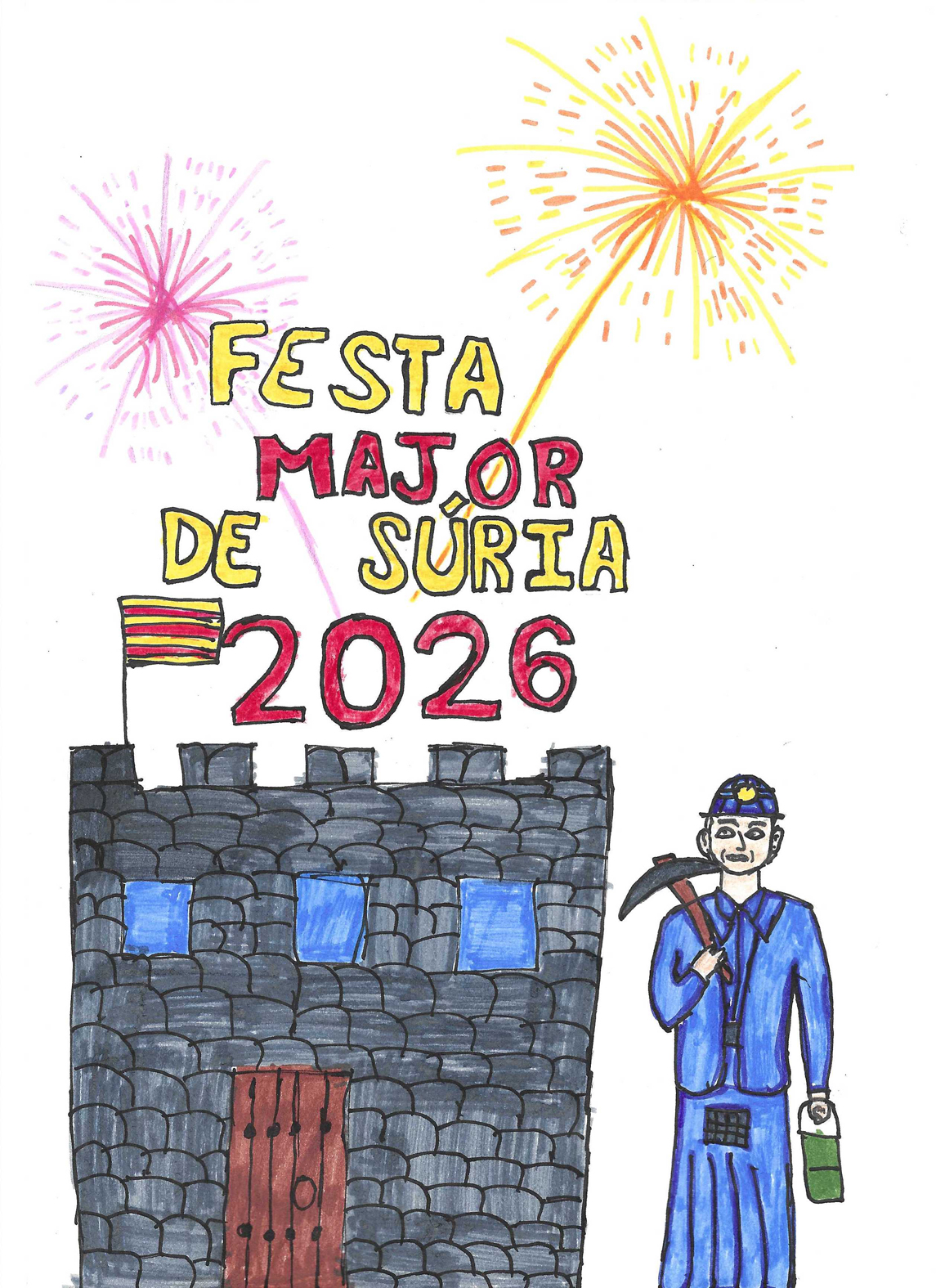 Il&middot;lustraci&oacute; finalista del concurs de portades del programa de la Festa Major de S&uacute;ria, original d'Elna Serarols Jofre (Escola Francesc Maci&agrave;).