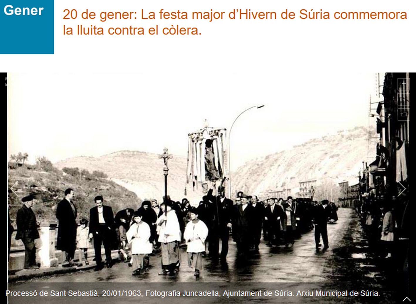 Imatge histÃ²rica de la Festa de Sant SebastiÃ , publicada dins del nou espai Arxiu Festiu del web de la Xarxa dâ€™Arxius Municipals de la DiputaciÃ³ de Barcelona.